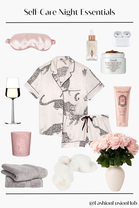 Transform your night with these luxury self-care night essentials! Whether you're unwinding after a long day or indulging in some well-deserved relaxation, this curated collection has everything you need for a perfect evening. From cozy silk pajamas and luxurious rose face masks to fragrant scented candles, these items are sure to elevate your pampering routine. 🌸  #SelfCareRoutine #LuxuryNightIn #PamperYourself #ScentedCandles #SilkPajamas #RoseFaceMask Luxury Night Routine, Pamper Evening, Pamper Night, Rose Face Mask, Pampering Routine, Rose Face, One Direction Photos, Hen Do, Night Routine