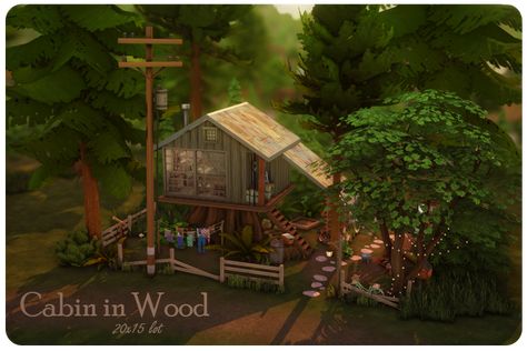 Cabin in Wood Sims 4 Cabin In The Woods, Sims 4 Granite Falls Build, Small Cabin In The Woods, Sims Design, Sims Lots, Small Rustic House, The Sims 4 Lots, Hut House, Sims Builds