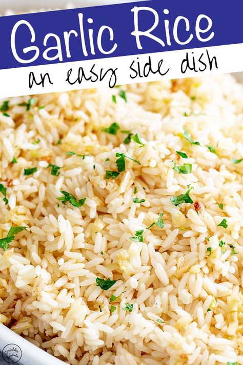 Recipes With White Rice, Easy White Rice, Garlic Rice Pilaf, Rice Recipes Side, Garlic Butter Rice, Rice Dishes Easy, Rice Pilaf Recipe, White Rice Recipes, Rice Side Dish Recipes