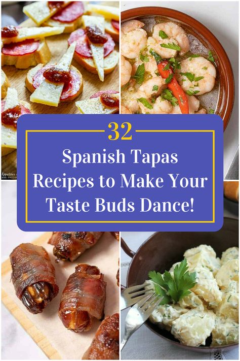 Collage of 4 spanish tapas recipes. Mediterranean Tapas Recipes, Best Tapas Recipes, Spanish Appetizers Tapas Party, Seminar Ideas, Spanish Tapas Recipes, Tapas Party, Spanish Appetizers, Best Tapas, Savory Bites