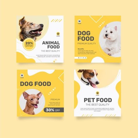 Instagram posts collection for animal fo... | Free Vector #Freepik #freevector #food #dog #instagram #website Media Branding Design, Pet Advertising, Pet Branding, Dog Instagram, Social Media Branding Design, Food Dog, Post Animal, Affinity Photo, Dog Branding