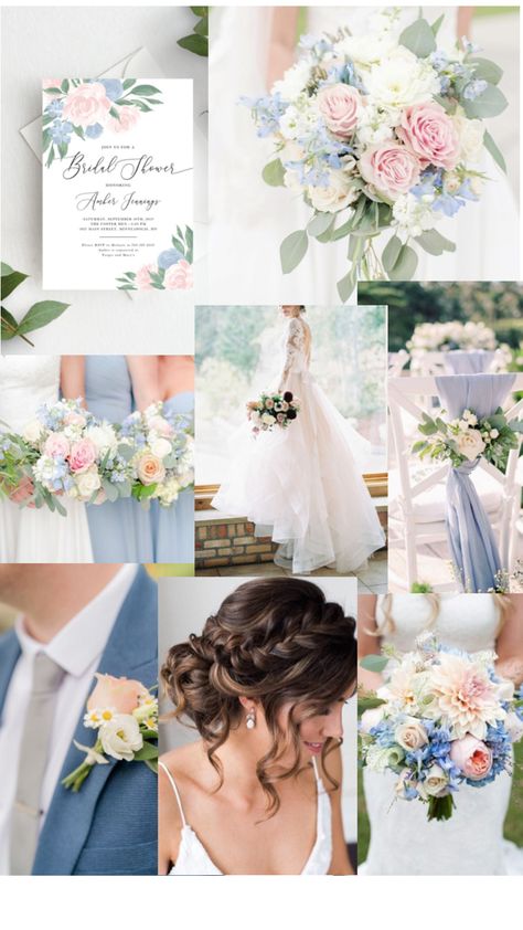 Pastel Blue Wedding, Powder Blue Wedding, Baby Pink Wedding, Pastel Wedding Theme, Boho Wedding Colors, Pastel Pink Weddings, Romantic Wedding Colors, Wedding Theme Color Schemes, Blue And Blush Wedding