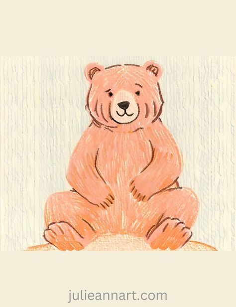 Sitting Bear Sitting Bear Illustration, Grizzly Bear Drawing Simple, Animal Sitting Drawing, Draw Bear Easy, Cute Bear Design, Sitting Bear Drawing, Cute Bear Drawings Easy, Bear Sketch Simple, Little Bear Drawing