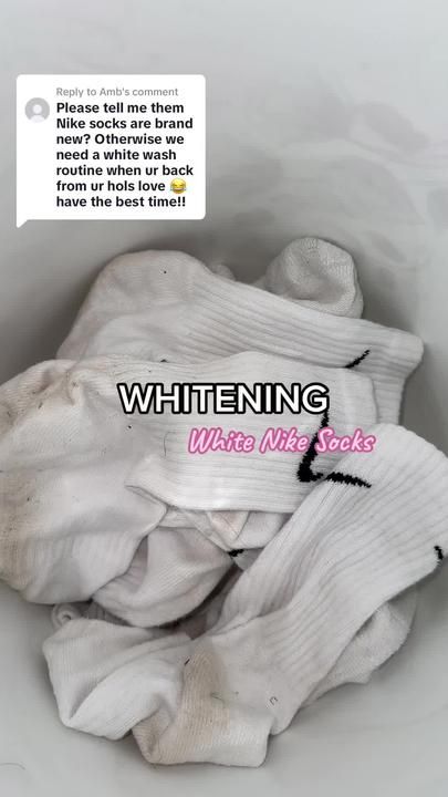 Replying to @Amb whitening hack #whitesockwash #whitewashing #whitenin... | white sock cleaning | TikTok Cleaning Tiktok, White Nike Socks, Soccer Socks, Nike Socks, White Sock, White Nikes, White Wash, Make Your Day, Make Your