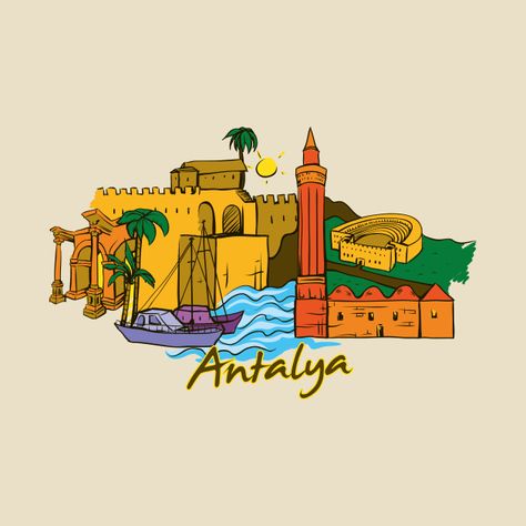 Antalya - Antalya - T-Shirt | TeePublic Instastories Ideas, Antalya Turkey, Backpack Pattern, Instagram Highlight Icons, Antalya, Cartoon Wallpaper, Istanbul, Gif, Pins