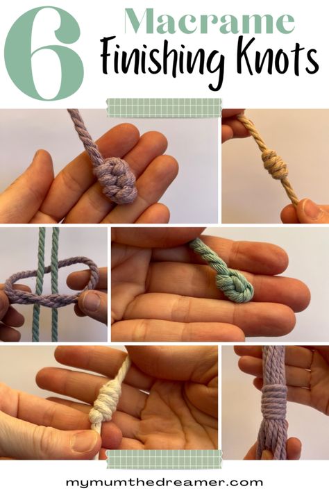 Finish Macrame Ends, Ending Macrame Knot, End Knots For Macrame, Macrame Finishing Knots Tutorial, Macrame Tie Off Knot, How To Tie A Macrame Knot, Braided Macrame Cord, Macrame Ends Knot, Cord Ties Diy