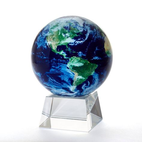 Earth with Clouds Rotating Globe Rotating Globe, Earth Globe, Vantage Point, Holiday Store, Solar Cell, White Clouds, Personalized Monogram, Green And Blue, Our Planet