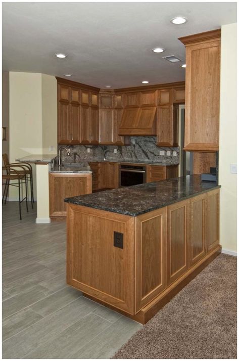 Cherry wood kitchen , #kitchen #furniture #design #wood kitchen furniture design wood Cabinets With Gray Floors, Grey Wood Floors Kitchen, Wood Floors Kitchen, Cherry Wood Kitchen Cabinets, Gray Floors, Wood Floor Stain Colors, Kitchen Floor Ideas, Cherry Wood Kitchens, Grey Kitchen Floor