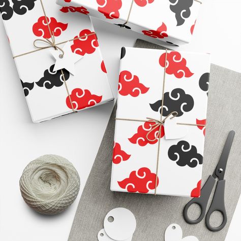 Naruto Akatsuki Wrap Papers Anime - Etsy Anime White Background, Akatsuki Kakashi, Naruto Party Ideas, Kakashi Anime, Naruto Birthday, Itachi Sasuke, Anime White, Naruto Akatsuki, Wrapping Paper Gift