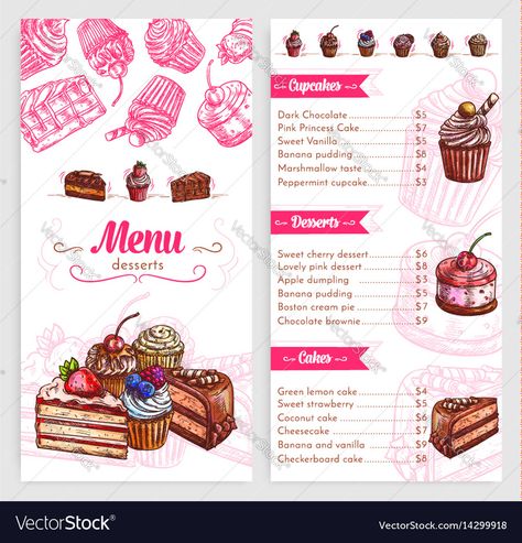 Brownie Torte, Peppermint Cupcakes, Checkerboard Cake, Cakes And Pies, Ice Cream Menu, Cupcake Logo, Pink Desserts, Bakery Menu, Cake Logo Design