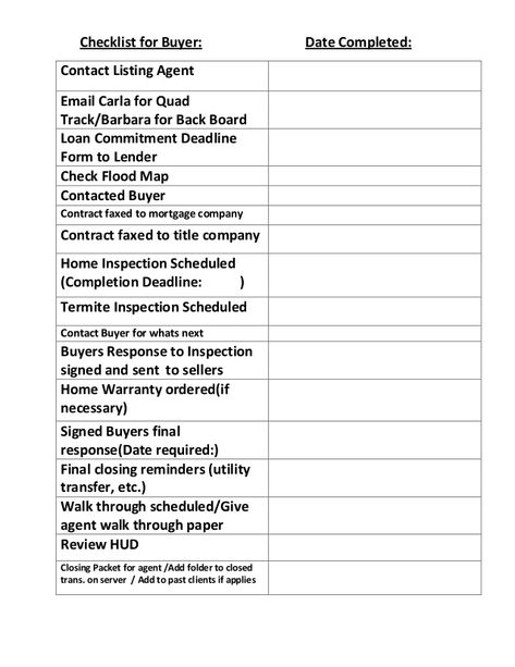 Checklist for Buyer: Contact Listing Agent Email Carla for Quad Track/Barbara for Back Board Loan Commitment Deadline Form... Realtor Tools, Real Estate Assistant, Realtor Ideas, Flood Map, Real Estate Checklist, Transaction Coordinator, Real Estate Forms, Realtor Life, Real Estate Infographic