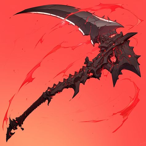 Battle Scythe, Sickle Dnd, Scythe Rpg, Cool Scythe, Fantasy Scythe, Cool Scythe Designs, Scythe Designs, Futuristic Samurai, Fantasy Blade