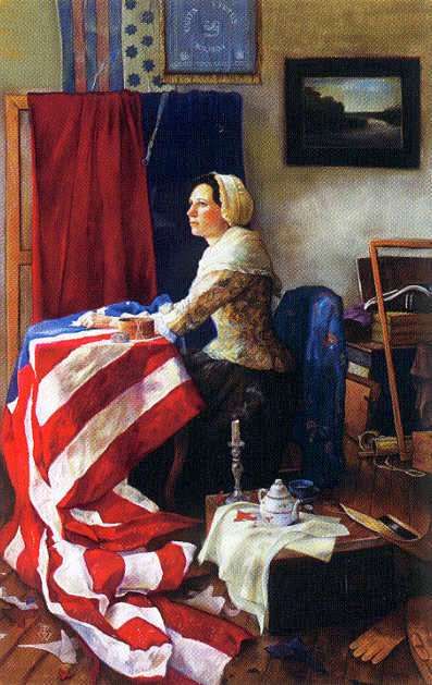 Painting of Betsy Ross making our original   American Flag Flag Maker, Patriotic Images, Colonial Art, Patriotic Pictures, American Gallery, Patriotic Art, Independance Day, Betsy Ross, I Love America