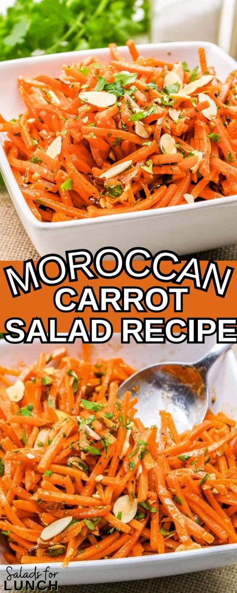 Moroccan Carrot Salad can be served chilled or at room temperature. It's a great side dish for grilled meats, sandwiches, or as part of a larger salad spread. Couscous, Moroccan Carrot, Salad Taco, Salad Macaroni, Moroccan Carrot Salad, Moroccan Carrots, Salad Kale, Carrot Salad Recipes, Raw Carrots