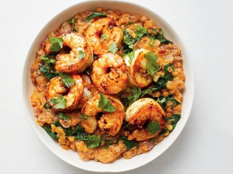 Indian Shrimp, Best Lentil Recipes, Buttery Shrimp, Lentils Recipe, Lentil Stew, Food Network Magazine, Shrimp Dishes, Lentil Recipes, Shrimp Recipes