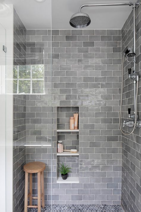 Shades of Grey — Platt Builders Gray Shower Tile, Subway Tile Showers, Grey Subway Tiles, Full Bathroom Remodel, Ann Sacks, Master Shower, Master Bath Remodel, Bathroom Shower Tile, Bathroom Remodel Designs