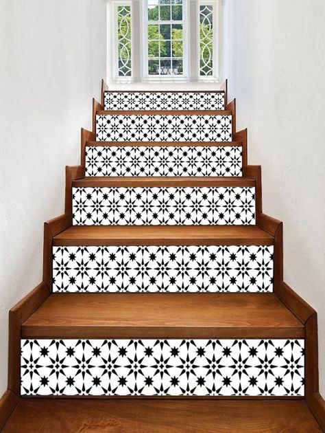 Tiled Stairs, Stairs Porch, Staircase Decals, Diy Tile Backsplash, Tile Backsplash Bathroom, Stair Decals, Stair Riser Decals, Stair Stickers, Stair Riser