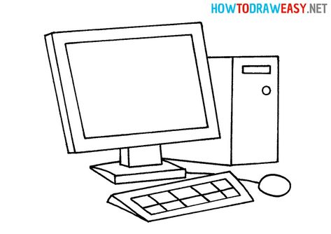 How to Draw Computer for Beginners #Desktop #Drawing #Computer #PC #Cpu #Mouse #Keyboard #EasyDrawing #DrawingforKids #ElementaryDrawing #Monitor #Screen #Sketching #Sketch Monitor Drawing Computer, Desktop Computer Drawing, Computer Drawing Sketches, Computer Drawing Easy, Draw A Computer, Monitor Drawing, Keyboard Drawing, Desktop Drawing, Computer Sketch