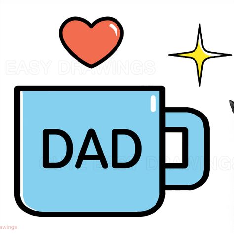 Cup Drawing, Fathers day Father's Day Drawing, Cute Small Drawings, Father And Daughter Love, Fathers Day Cake, Small Drawings, What To Draw, Mini Drawings, Drawing Easy, Cute Cups