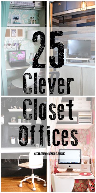 Put your closet to work! 25 Clever Closet Offices via #remodelaholic Closet Offices, Cloffice Ideas, Small Home Office Desk, Closet Desk, Clever Closet, Home Office Closet, Casa Clean, Decorating Bedroom, Small Space Office