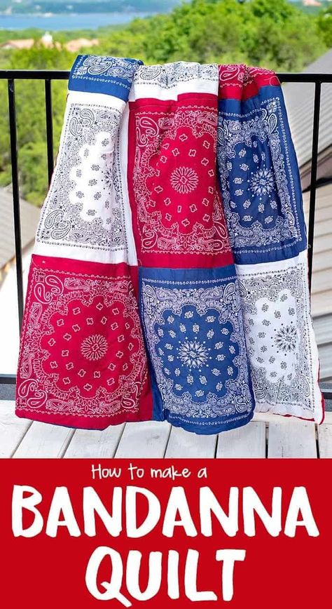 Quilt Bandana, Bandana Quilt, Bandana Crafts, Bandanas Diy, Tee Shirt Quilt, Rag Quilt Patterns, Picnic Quilt, Crafty Mom, Tshirt Quilt