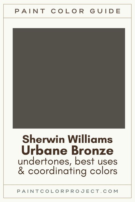 Sherwin Williams Urban Bronze Color Palette, Urbane Bronze Home Office, Bronze Brown Paint Color, Gray Brown Paint Color Sherwin Williams, Sherwin Williams Bronze Green, Sherwin Williams Enduring Bronze, Urbane Bronze Sherwin Williams Coordinating Colors, Sherwin Williams Urbane Bronze Bathroom, What Colors Go With Urbane Bronze