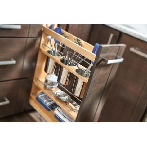 Pull Out Kitchen Cabinet, Utensil Organizer, Kitchen Innovation, Sliding Shelves, Kitchen Pulls, Kitchen Drawer Organization, Rev A Shelf, Utensil Organization, Kitchen Cabinet Pulls