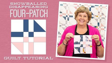 Make a "Snowballed Disappearing Four Patch" Quilt with Jenny! Disappearing Four Patch Quilt, Disappearing 4 Patch, Disappearing Four Patch, Jenny Doan Tutorials, Missouri Quilt Company, Missouri Quilt Tutorials, Msqc Tutorials, Quilt Videos, Missouri Star Quilt Company Tutorials