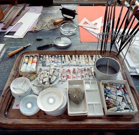 Edward Bawden, Artists Studios, Art Studio Space, Artist Studios, Art Studio Organization, Studio Spaces, Artist Supplies, Artistic Space, Studio Organization