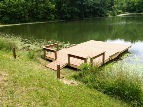 Dock For Pond, Farm Shelter, Diy Floating Dock, Pond Dock, Floating Dock Kits, Floating Dock Plans, Private Pond, Diy Dock, Building A Dock