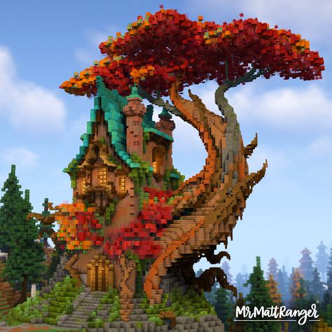 Minecraft Fantasy House, Minecraft Tree, Minecraft Kingdom, Minecraft Steampunk, Minecraft Structures, Bangunan Minecraft, Fantasy Tree, Minecraft Cottage, Minecraft House Tutorials