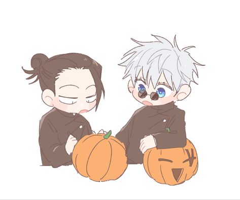 Art : jjks-dodo on tumblr Satosugu Halloween, Chibi Jujutsu Kaisen, Fan Art Wallpaper, Jujutsu Kaisen Anime, Yumeko Jabami, Chibi Drawings, Fan Art Drawing, Cute Chibi, Girls Cartoon Art