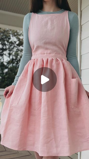 Pinafore Wrap Dress, Apron Wrap Dress, Linen Apron Dress, Saint Philomena, Linen Wrap Dress, Nursing Friendly, Pink Linen, Baby Bumps, Wrap Style