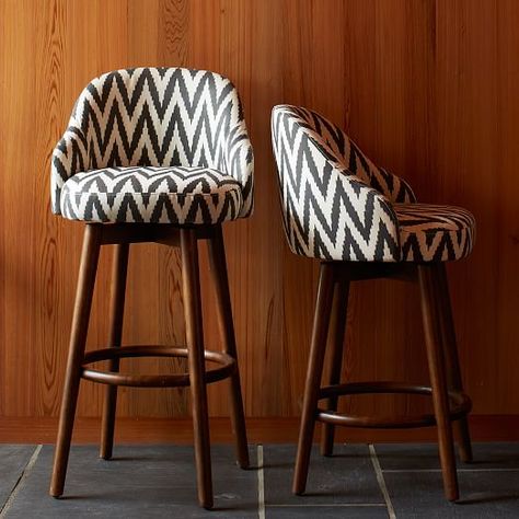 Saddle Bar + Counter Stools | west elm Diy Bar Stools, Rustic Bar Stools, Cool Bar Stools, Kursi Bar, Modern Counter Stools, Rustic Bar, Design Room, Modern Bar, Modern Bar Stools