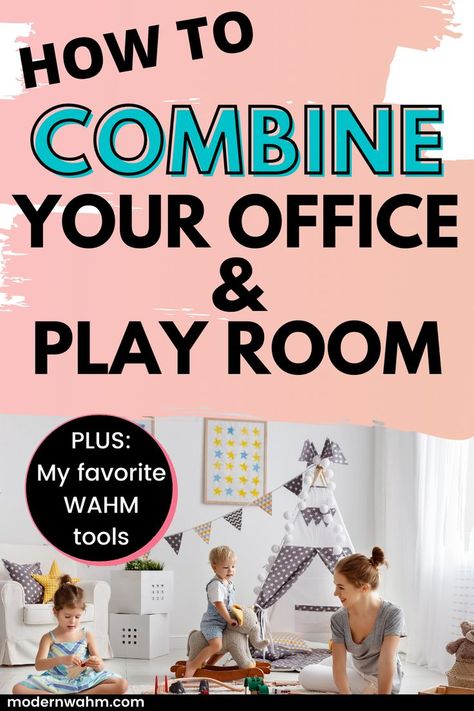 Playroom Office Combo Ideas Modern, Play Area In Basement Small Spaces, Office And Play Room Combined, Office Kids Play Area, Office With Kids Area, Home Office And Playroom Combo Layout, Kid Friendly Office Space, Office And Kids Playroom Combo, Office Playroom Combo Layout