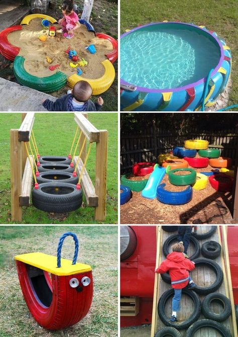 25 Kid Play Ideas With Old Tires 👇... - Amazing Craft Ideas Recycled Tires, Amazing Craft Ideas, Old Tires, Play Ideas, Neat Ideas, Tires, Diy Furniture, Craft Ideas, Yard