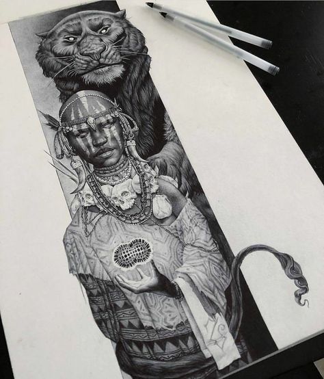 Black Ink Watercolor, African Warrior Tattoos, African Sleeve Tattoo, Warrior Tattoo Sleeve, African Warrior, Africa Tattoos, Egyptian Tattoo Sleeve, African Tattoo, Warrior Tattoos