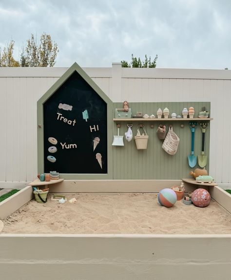 Elizabeth Homen | Comment “calm” for all the linksss 🎶 Since building the kids’ sandbox, we have pretty much spent all day every day out here! It was so… | Instagram Free Toddler Activities, Kid Backyard, Kids Garden Play Area, Backyard Envy, Backyard Sandbox, Backyard Play Spaces, Kid Friendly Backyard, Outdoor Kids Play Area, Toddler Play Area