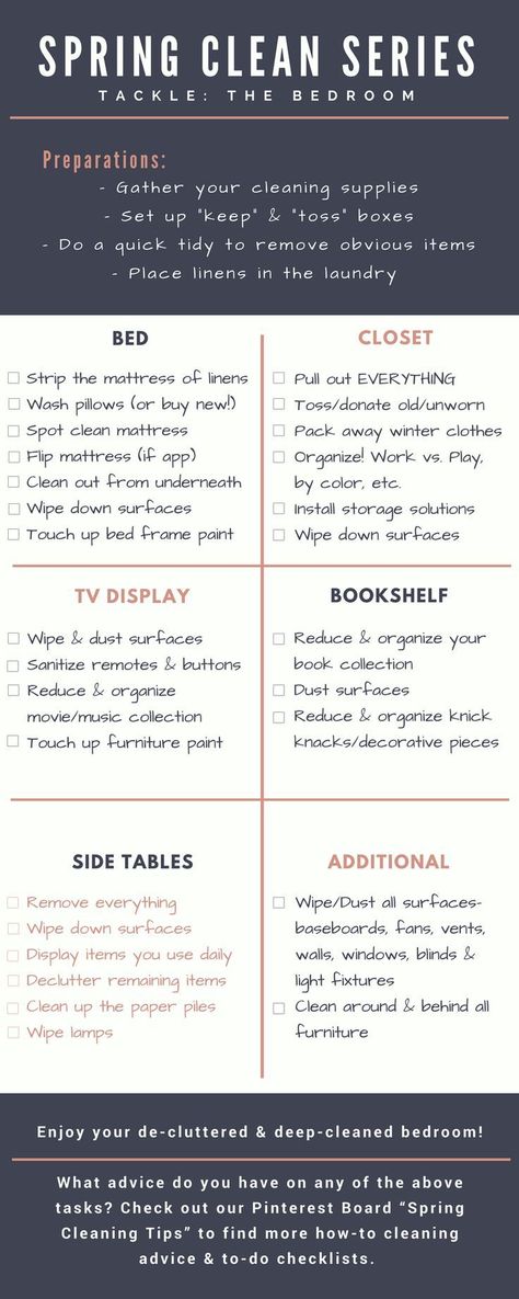 Organisation, Deep Cleaning Bedroom, Spring Cleaning Bedroom, Cleaning Bedroom, Bedroom Checklist, Diy Cleanse, Cleaning Hacks Bedroom, Bedroom Cleaning, Room Cleaning Tips