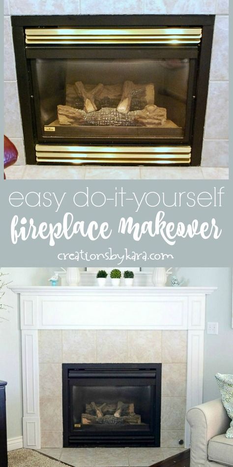 Brass fireplace makeover with spray paint. Make sure you use the right spray paint! Give your family room a facelift by updating your old brass fireplace. You can update an old gas fireplace in just minutes! #fireplacemakeover #highheatspraypaint #paintedfireplace #diyfireplacemakeover #creationsbykara Brass Fireplace Makeover, Gas Fireplace Makeover, Paint Magic, Corner Gas Fireplace, Fireplace Redo, Diy Fireplace Makeover, Diy Outdoor Fireplace, Brass Fireplace, Fireplace Fronts