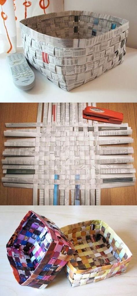 Recycler Diy, Diy Recycled Projects, Diy Projektit, Recycled Magazines, Kraf Diy, Diy Papier, Newspaper Crafts, Diy Simple, Recycled Projects