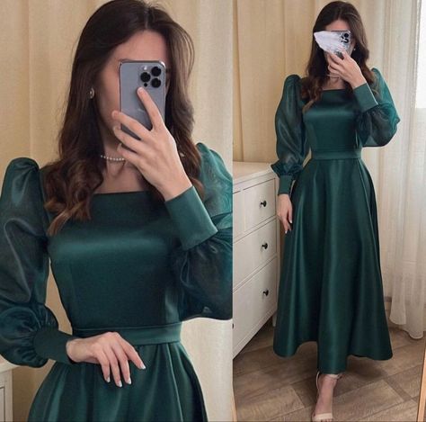 Formal Tea Length Dress, Simple Frock Design, Tea Length Dress, Simple Frocks, Fashion Formal, Mode Turban, Mode Abaya, Women Dresses Classy, Fancy Dresses Long