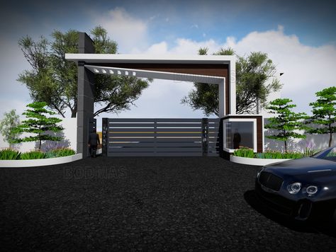 Gate Arches Entrance, Security Post Design, Entrance Gates Design Architecture Front Entry, Main Gate Arch Design, Building Entrance Design, Entrance Arch Design, Entrance Gate Design, Residential Entrance, Arch Gate