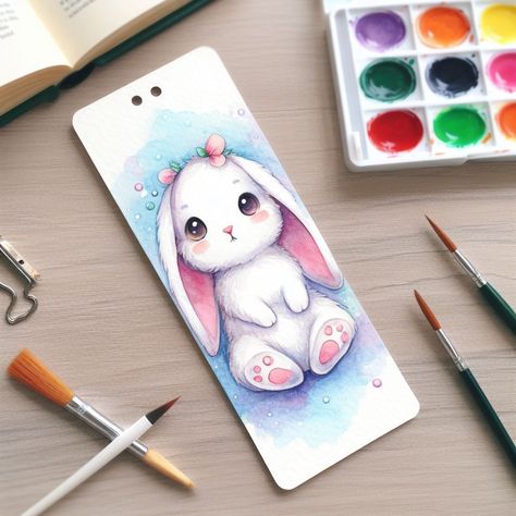 Book Marks Design Ideas, Bunny Bookmark, Bookmark Crochet Tutorial, Bookmark Easy, Bookmark Watercolor, Bookmark Crochet, Handmade Bookmarks Diy, Ear Tattoo Ideas, Boho Art Drawings