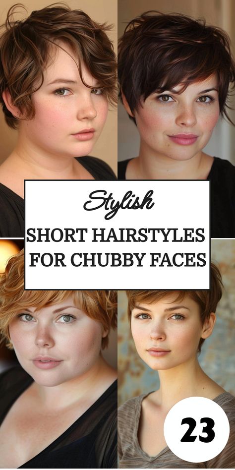 Check out 23 fabulous short hairstyles for chubby faces that offer both elegance and trendiness. Whether you prefer voluminous pixies or sleek, chic bobs, these short hairstyles for chubby faces provide a range of options to enhance your appearance. Short Hair Styles Plus Size, Cute Short Hairstyles For Round Faces, Pixie Cut On Chubby Face, Short Haircuts For Round Faces Over 50, Short Haircuts For Full Faces, Short Hairstyles Round Face Plus Size, Short Hairstyles For Round Faces Plus Size, Pixie Haircut Round Face Plus Size, Short Hair For Big Foreheads