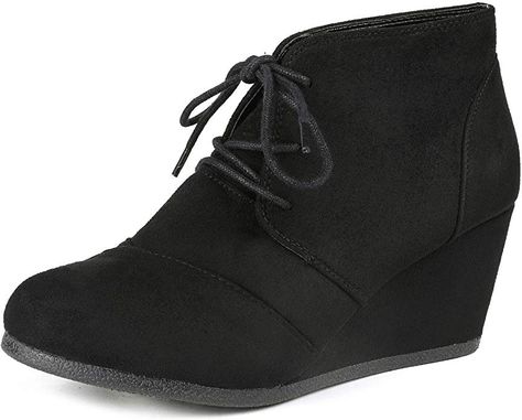 Amazon.com | DREAM PAIRS Women's Fashion Casual Outdoor Low Wedge Heel Booties Shoes | Ankle & Bootie Womens Wedge Boots, Ashley Thomas, Vintage Shoes Women, Platform Boots Women, Lace Wedges, Womens Booties, Boots Wide, Short Ankle Boots, Womens Black Booties