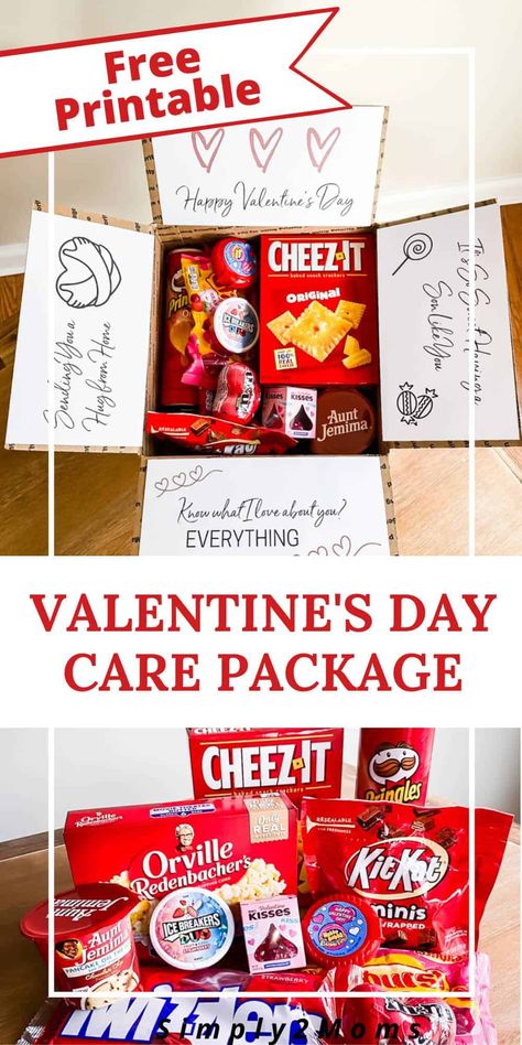 Valentines Care Package, Kids Care Package, Valentines Day Care Package, Student Valentines, Missionary Care Packages, Care Package Ideas, Healthy Valentines, Sending You A Hug, Valentines Gift Box