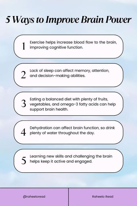 5 ways to improve brain power Brain Tips, Brain Gym Exercises, Improve Brain Power, Health Secrets, Brain Gym, Improve Brain Function, Positive Mood, Mentally Strong, Brain Power