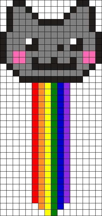 Nyan Cat Bookmark Perler Bead Pattern | Bead Sprites | Misc Fuse Bead Patterns Pony Bead Bookmarks, Hama Beads Patterns Bookmarks, Perler Bead Bookmarks Pattern Pixel Art, Perler Bead Cat Pattern, Peeler Bead Bookmark Pattern, Perler Bookmark Pattern, Pixel Art Grid Bookmark, Perler Bead Music Notes, Pixel Bookmark