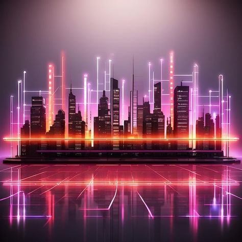 Photo futuristic cityscape with neon lig... | Premium Photo #Freepik #photo Skyline Image, Futuristic Cityscape, City Skyline Art, Technology Photos, Digital Light, Skyline Art, Futuristic City, City Photography, Event Photos